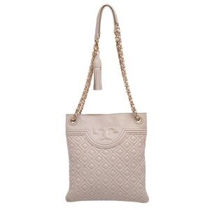 Tory Burch Beige Leather Fleming Swingpack Bag